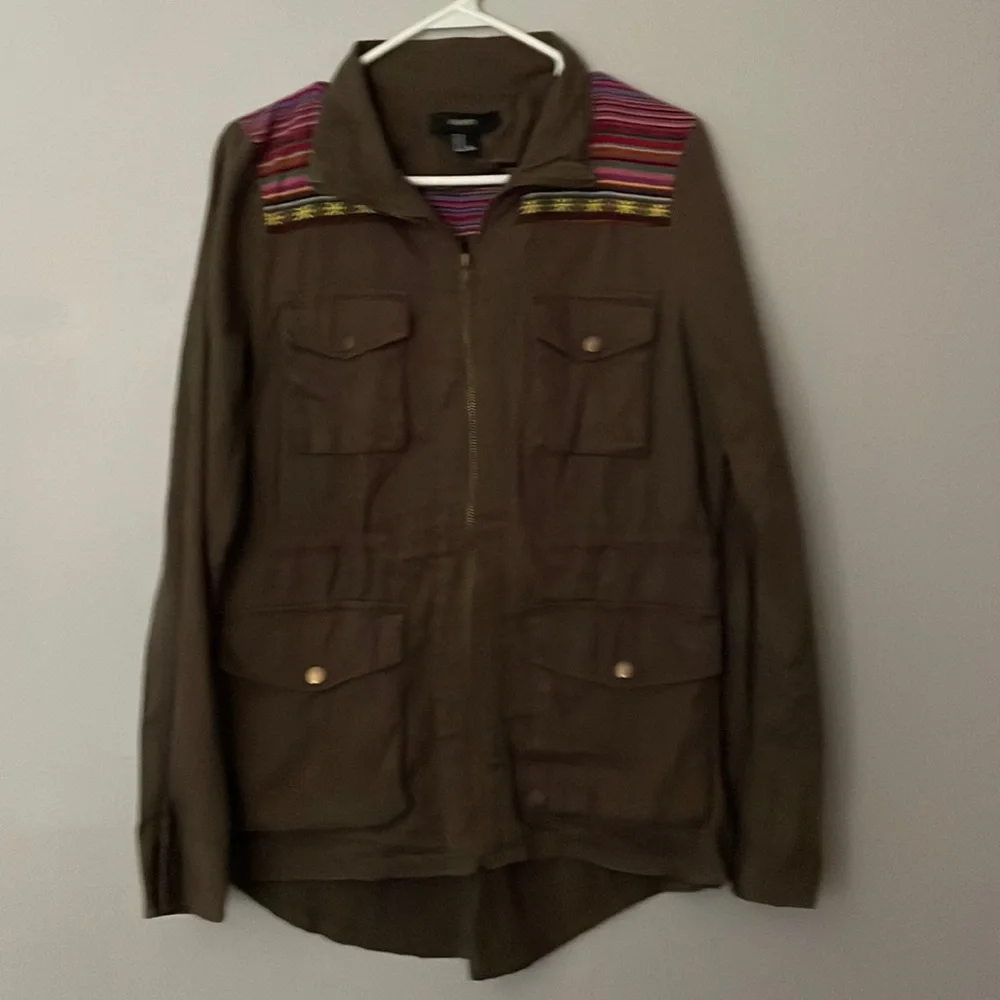 Forever 21 jacket. Military style. Brown. Pockets. Nice condition. Smoke free. M - Picture 1 of 6